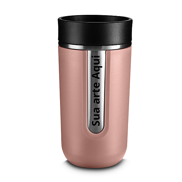 Copo Térmico em Inox Com Tampa 400ml Cor Rosa Pêssego - Personalizado
