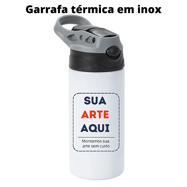 Garrafa Térmica Kids em Inox de 300ml - Tampa Preta e Cinza