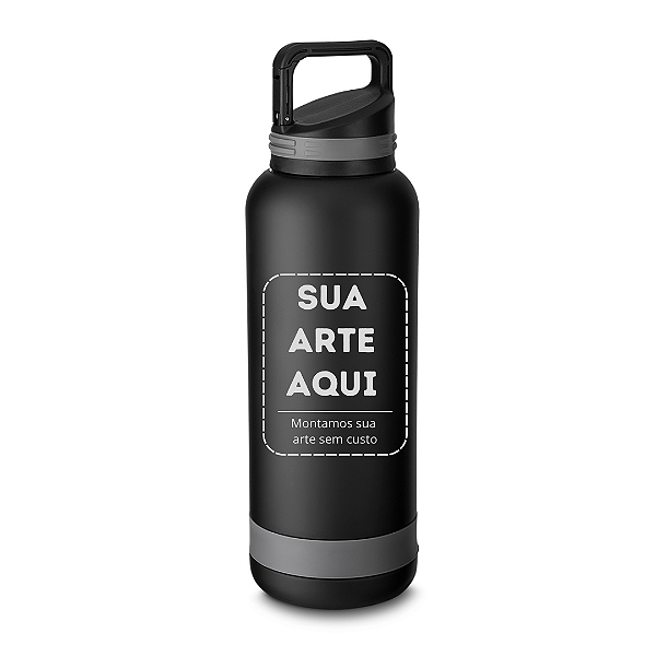 Garrafa Térmica em Inox de 750ml Cor Preto Fosco - Personalizada