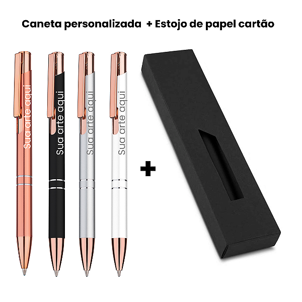 Caneta Metálica Personalizada + Estojo Papel Cartão