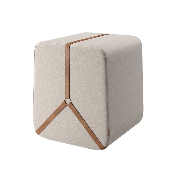 Puff Noble - Linho Com Couro