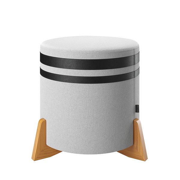 Puff Elegance - Linho Com Couro