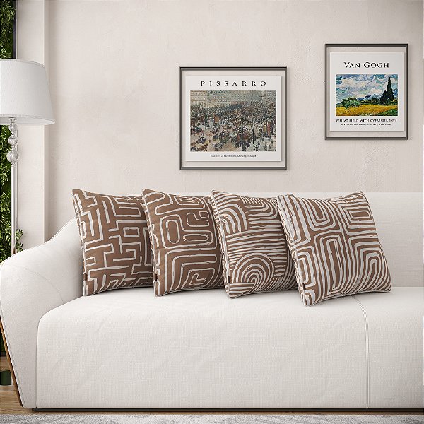 Kit 4 Capas Almofadas Veludo Estampadas C/ Debrum - 003