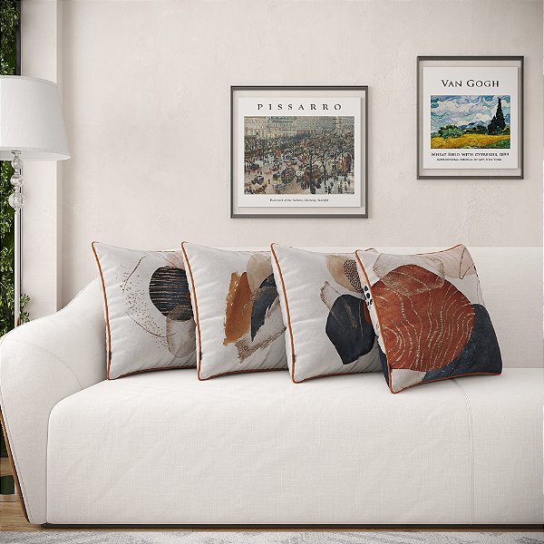 Kit 4 Capas Almofadas Veludo Estampadas C/ Debrum - 004