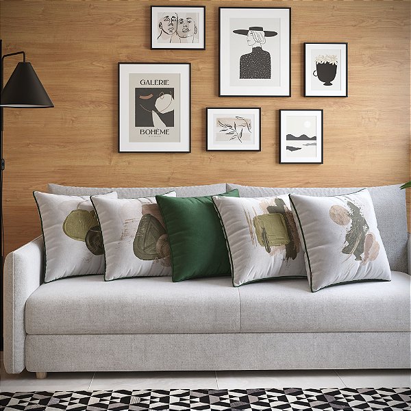 Kit 5 Capas Almofadas Veludo Lisa e Estampadas C/ Debrum - 008