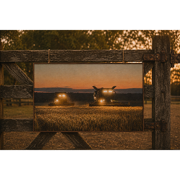 Quadro Colheita Noturna - 60 x 90 cm - Moldura De Couro