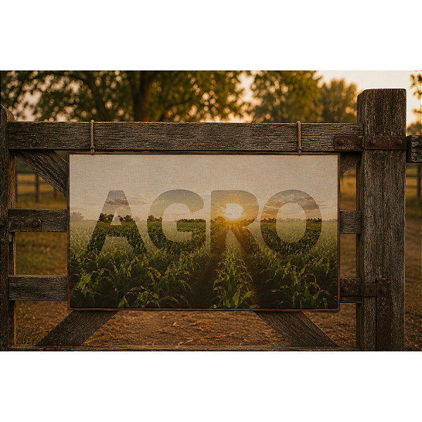 Quadro Plantação e Escrita Agro - 60 x 90 cm - Moldura De Couro