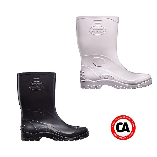 Galocha Bota Impermeável Calfor Stivaletto Max Cano Médio Preto ou Branca CA 45.871 e 45.872