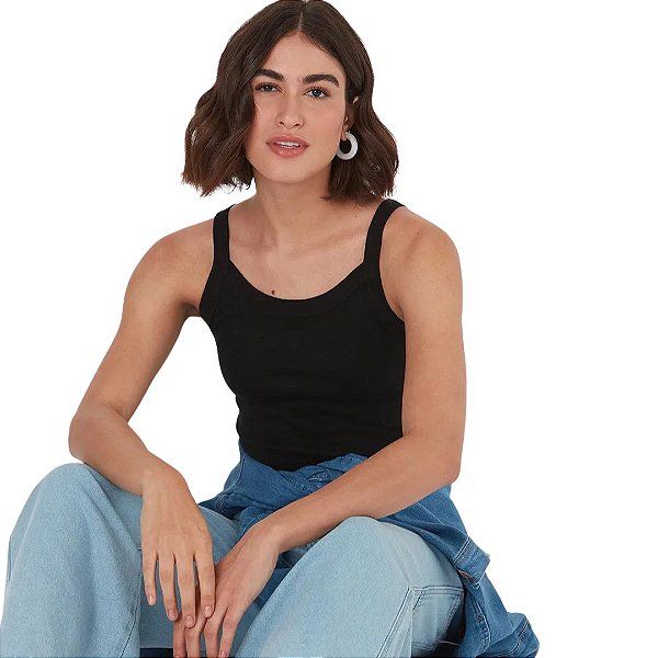 Blusa Feminina Regata Básica Em Ribana Malwee Alças Médias