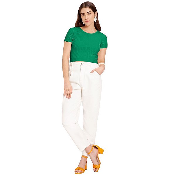 Blusa Feminina Cropped Básica Canelada Lunender