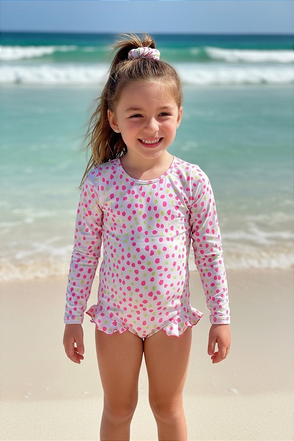 Maiô Infantil Manga Longa- Mia Poá