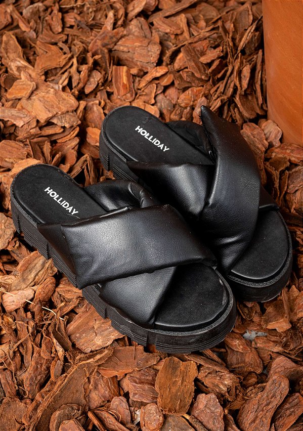 Sandália Mule Puff Preta