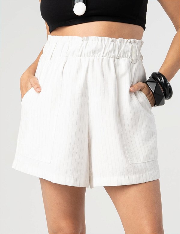 Short Clochard Elástico Risca de Giz