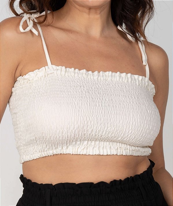 Top Lastex Alça Fina Offwhite