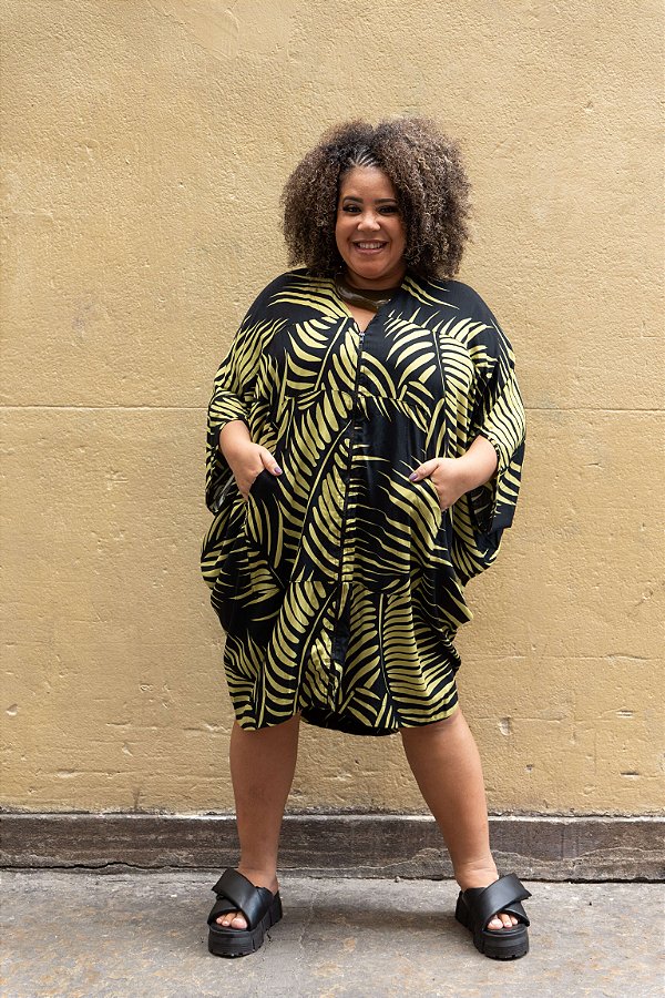 Vestido Zíper Bolso Canguru Arenca