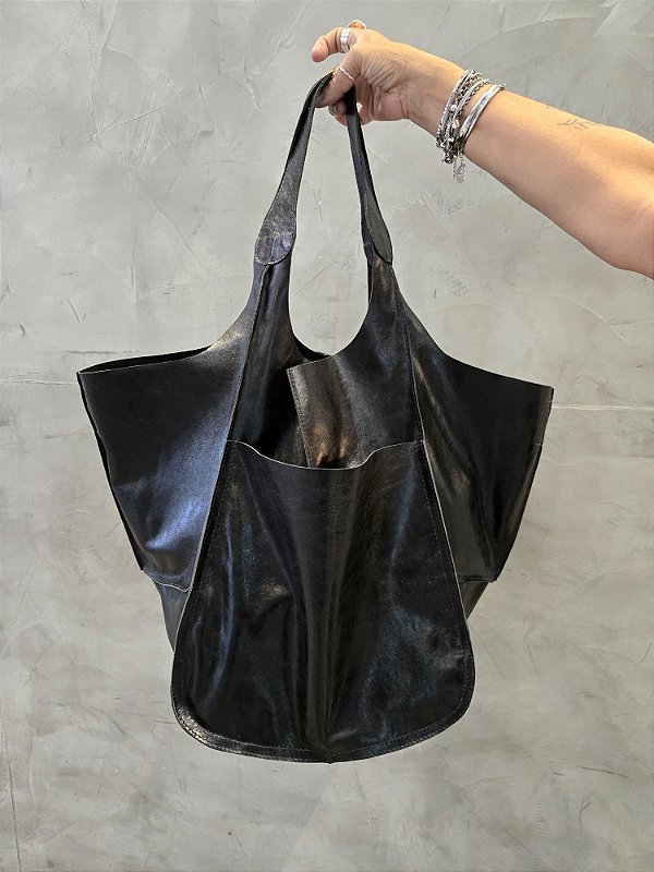 Max Bolsa Couro Preta