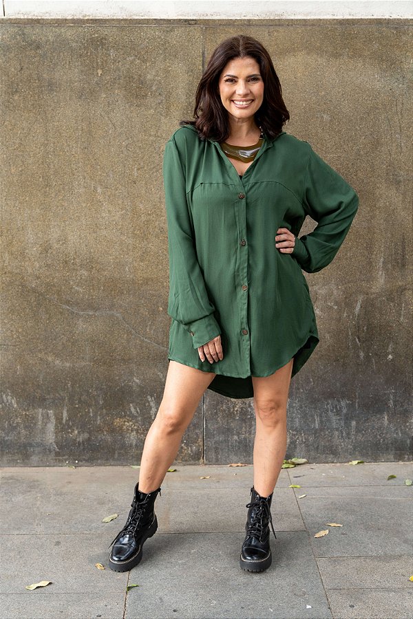 Camisa Viscose Manga Longa Verde