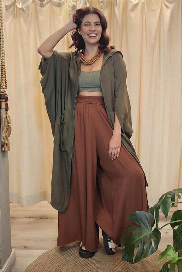 Vestido Ziper e Capuz Verde