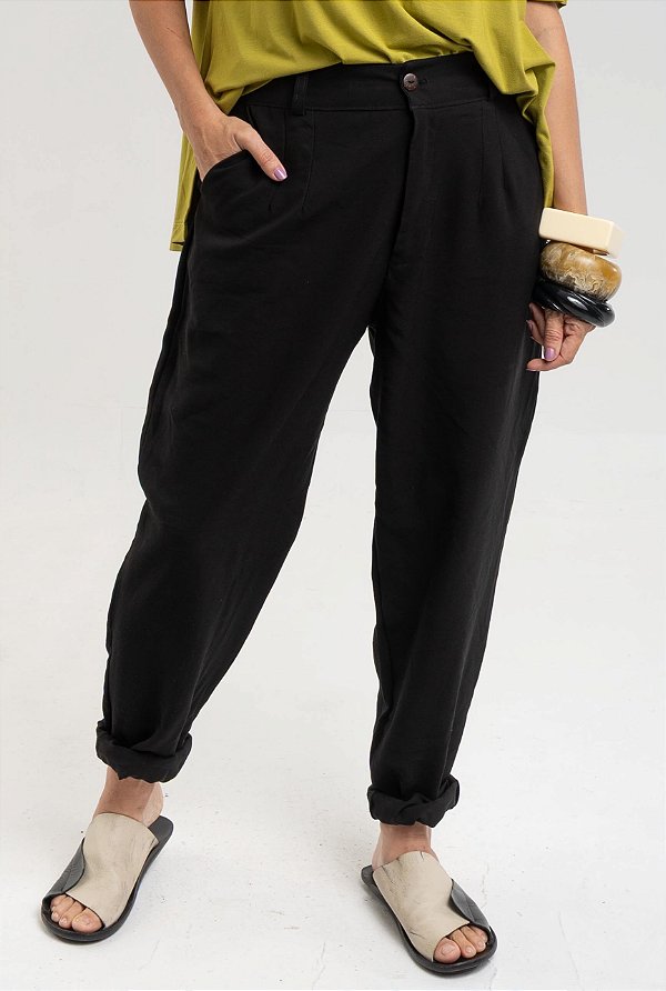 Calça Viscose Bolso Faca Preta