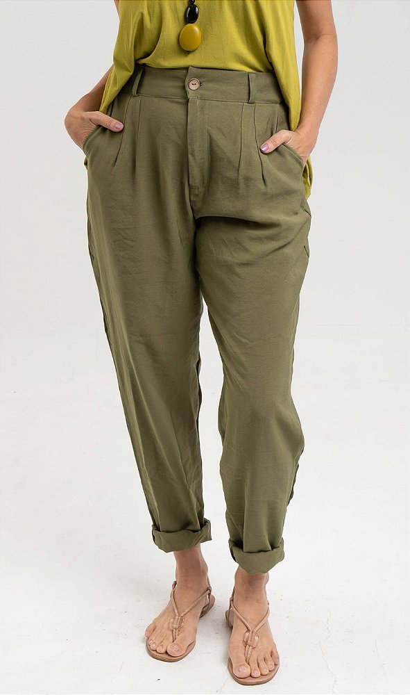 Calça Viscose Bolso Faca Verde