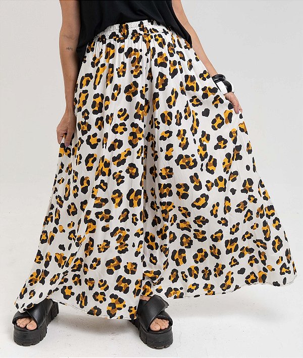 Calça Pantalona Viscose Onça