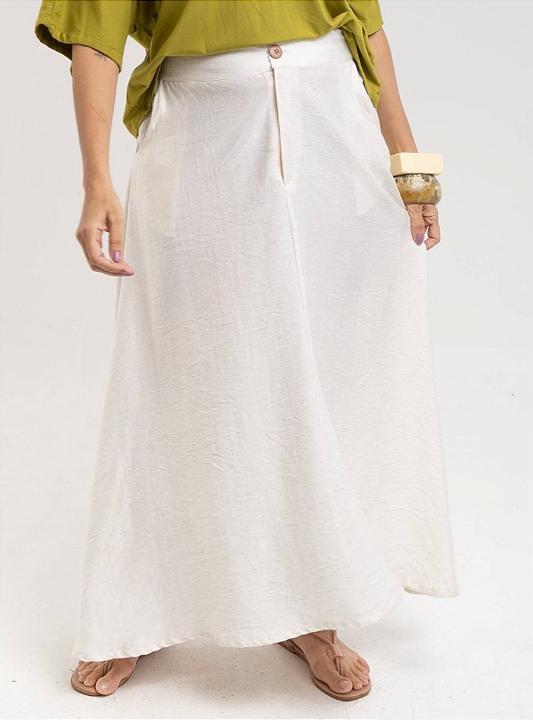 Saia Longa Linho Misto Offwhite