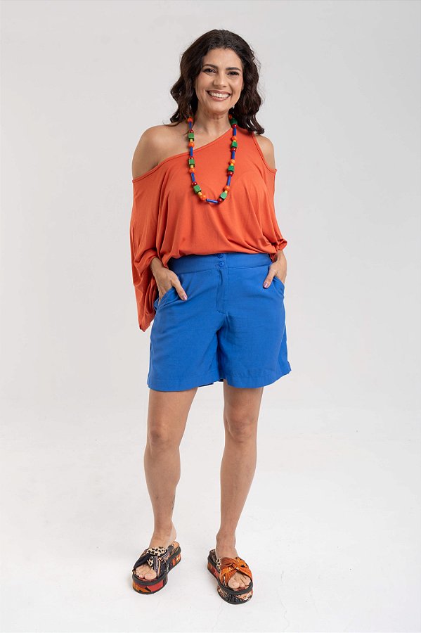 Bermuda Cós com Elástico Azul