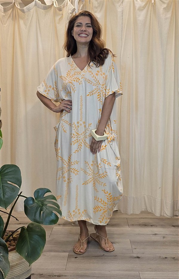 Vestido Malha Gola V Neon Sônia