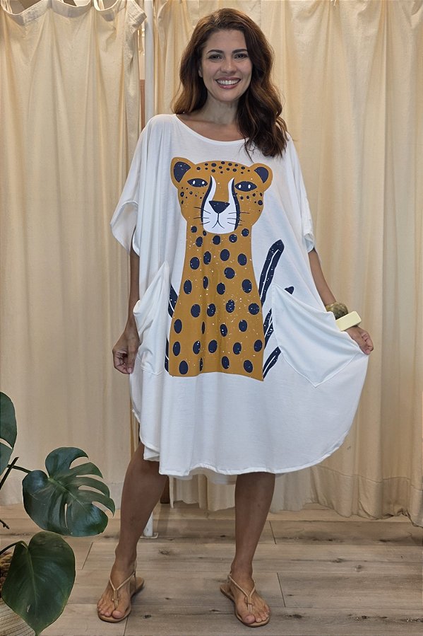 Vestido Malha Amplo Offwhite Felina