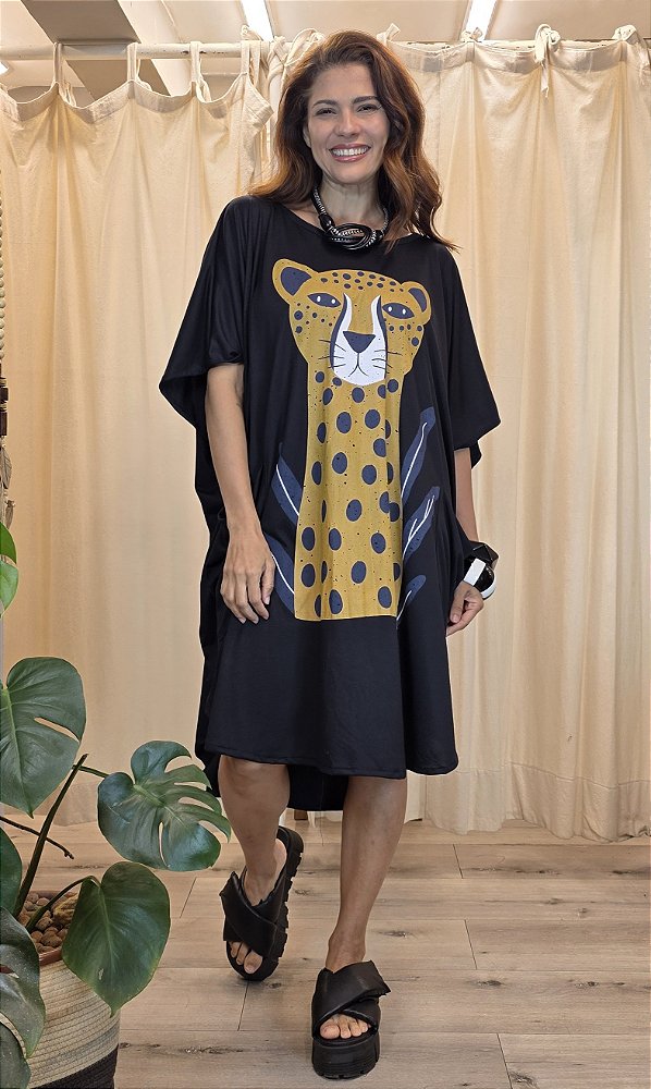 Vestido Malha Amplo Preto Felina
