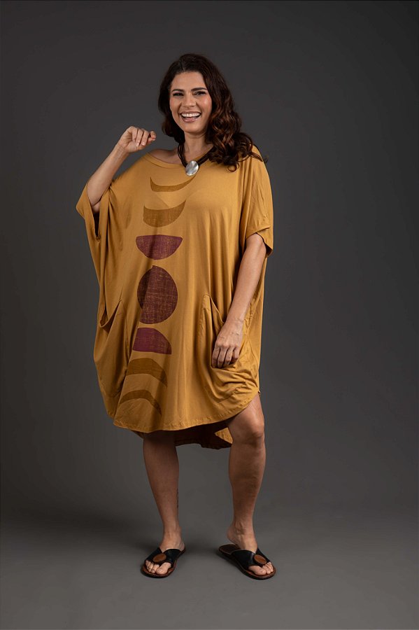 Vestido Malha Amplo Mostarda Fases