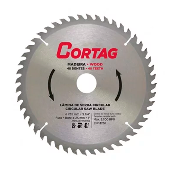 Disco Serra Circular Para Madeira 9.1/4 235mm  48 Dentes 61769 Cortag