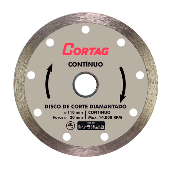 Disco Serra Marmore Diamantado 4.3/8 110mm Cinza Liso 60697 Cortag