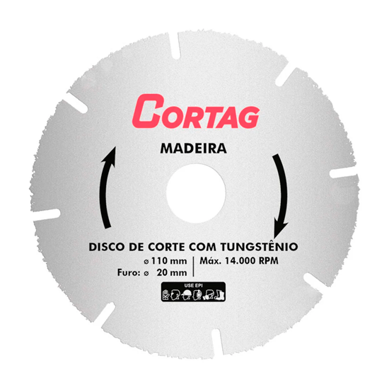 Disco Serra Marmore Para Madeira 4.3/8 110mm Tungstenio 61346 Cortag