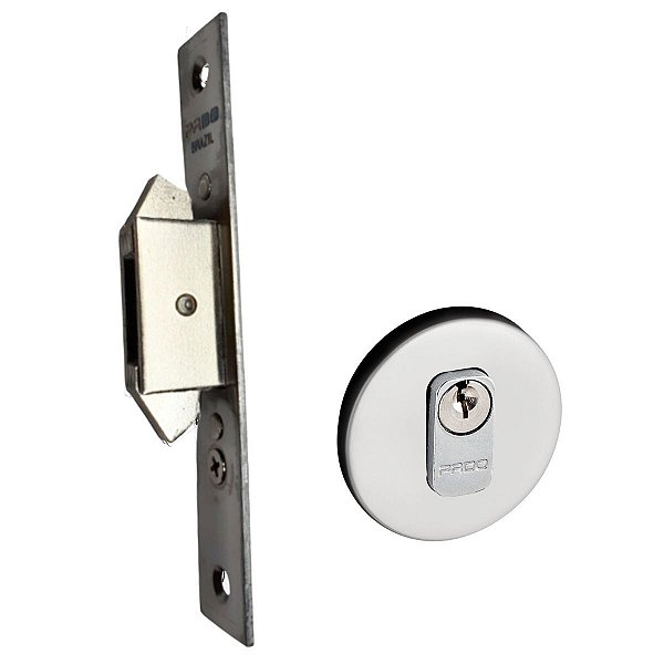 Fechadura porta de correr bico duplo Inox Polido Pado IX11000