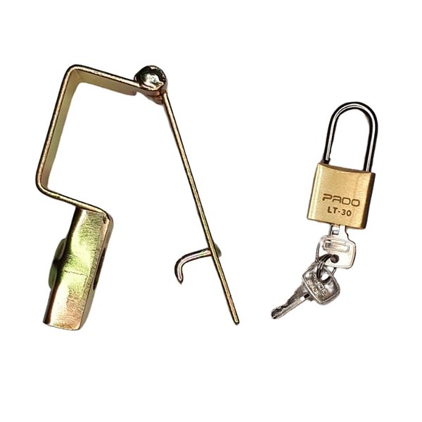 Trava portão de garagem de aço  3,5cmx5,5cm com cadeado 30mm