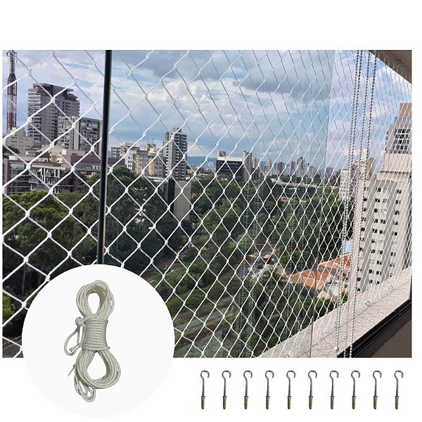 Rede de proteção de janela criança gato cor cristal 1,20 x 1,20