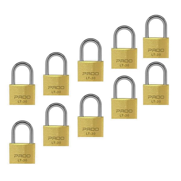 Cadeado mesmo segredo 30mm 10 unidades 20 chaves iguais Pado