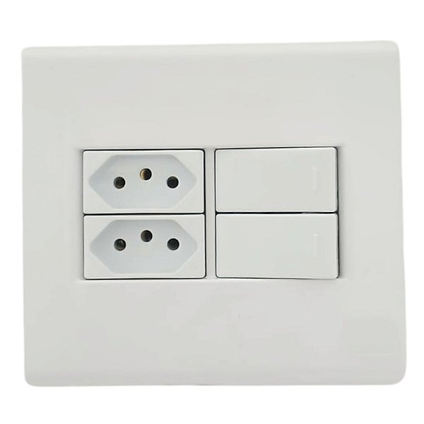 Tomada 10A interruptor simples duplo em placa 4x4 Tramontina LIz Branca