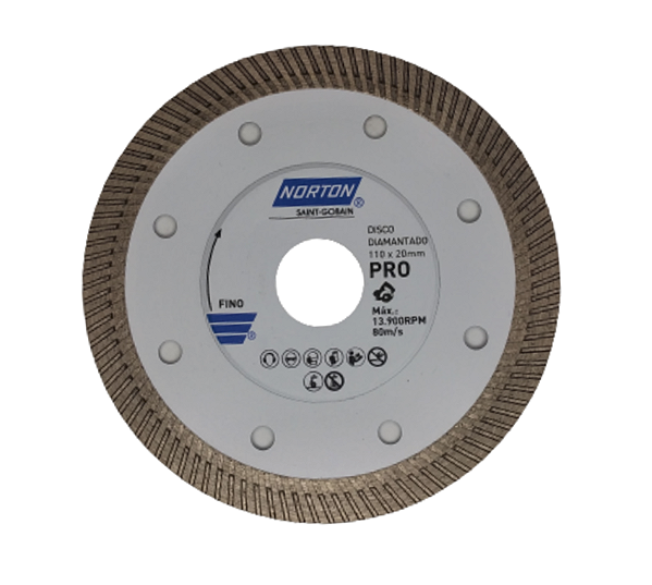 Disco diamantado corte de porcelanato e revestimentos Norton Fino