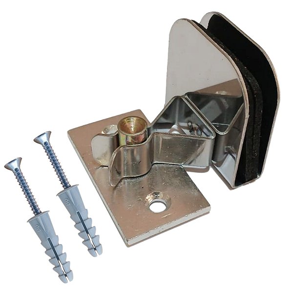 Fixador para porta de vidro temperado cromado para piso