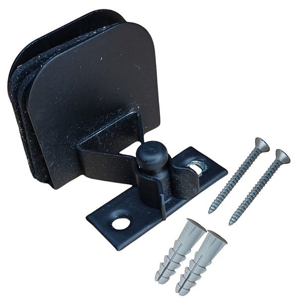 Fixador para porta de vidro temperado preto para piso