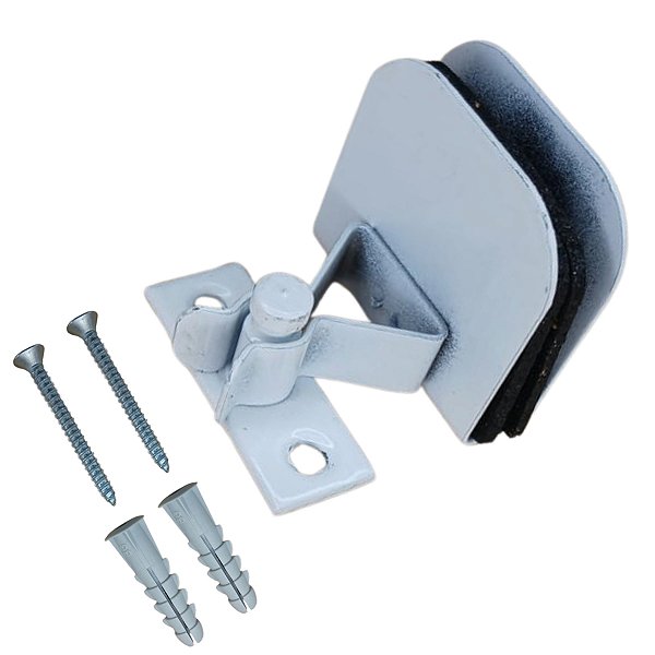 Fixador para porta de vidro temperado branco para piso