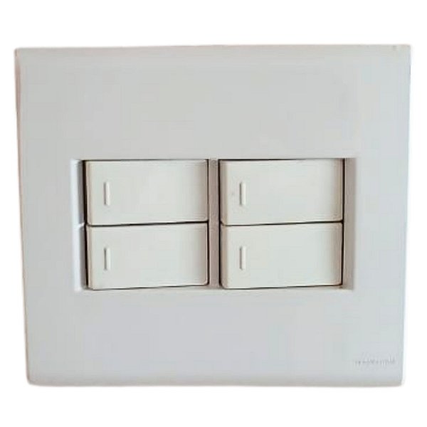 Interruptor 4 teclas simples 10A 250V com placa 4x4 Tramontina Liz Branca