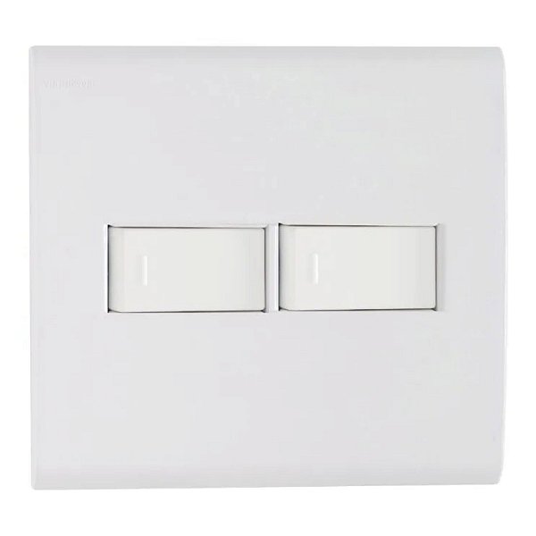Interruptor simples 2 teclas 10A 250V com placa 4x4 Tramontina Liz