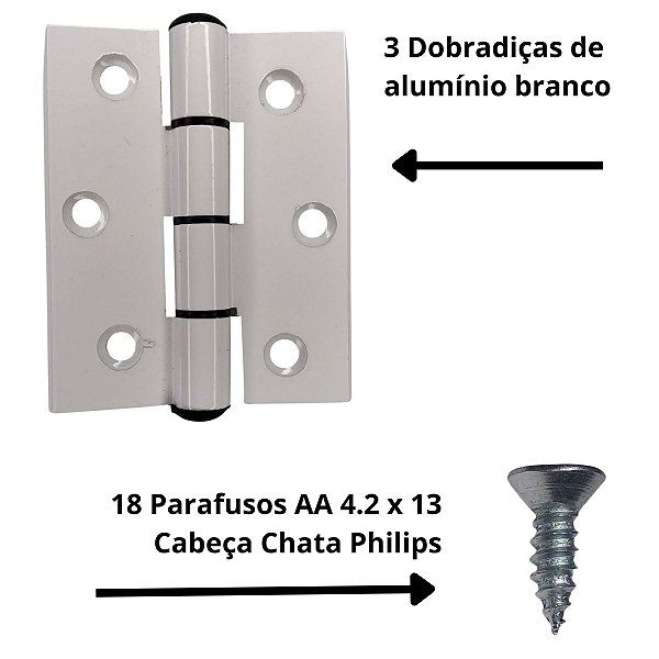 Dobradiça de alumínio para portas e janelas 70x70 Branca