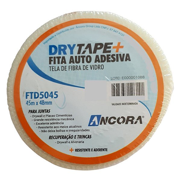 Fita telada adesiva drywall gesso trinca de parede Drytape Ancora 45m