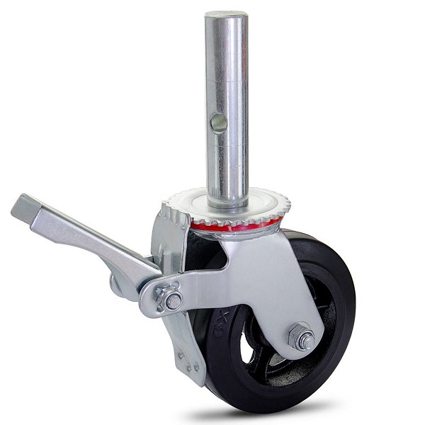 Rodízio para andaime com trava rolamento e roda de borracha 6x2 Colson