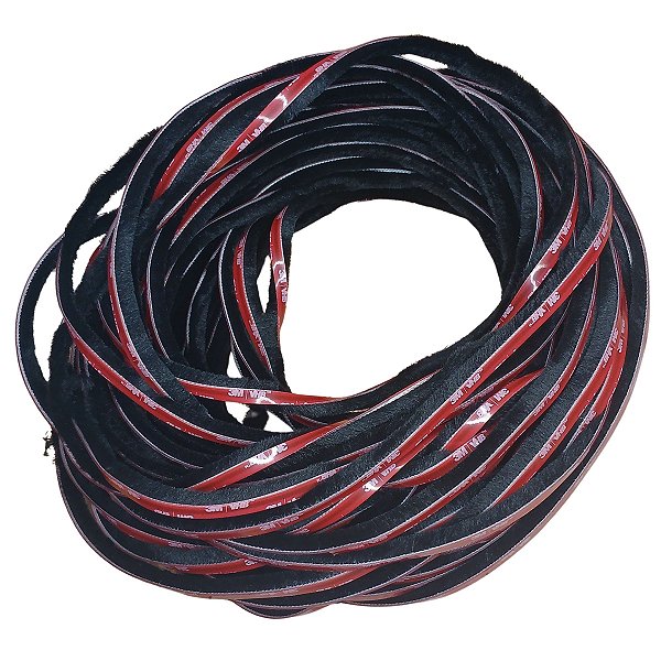 Veda fresta escova adesiva vedação porta janela 7x12 preta 20 metros