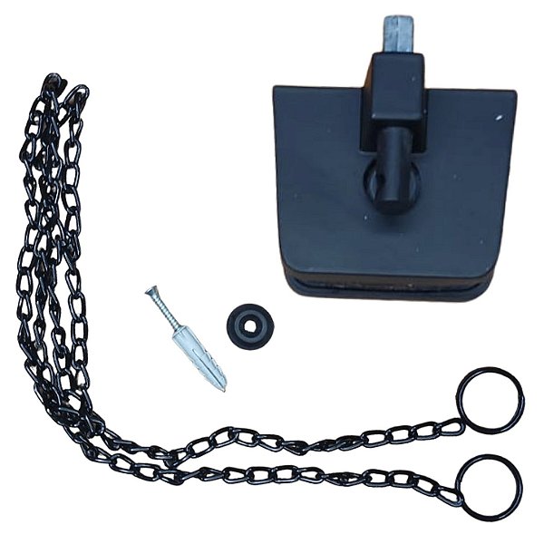 Trinco para janela basculante de vidro com corrente Preto